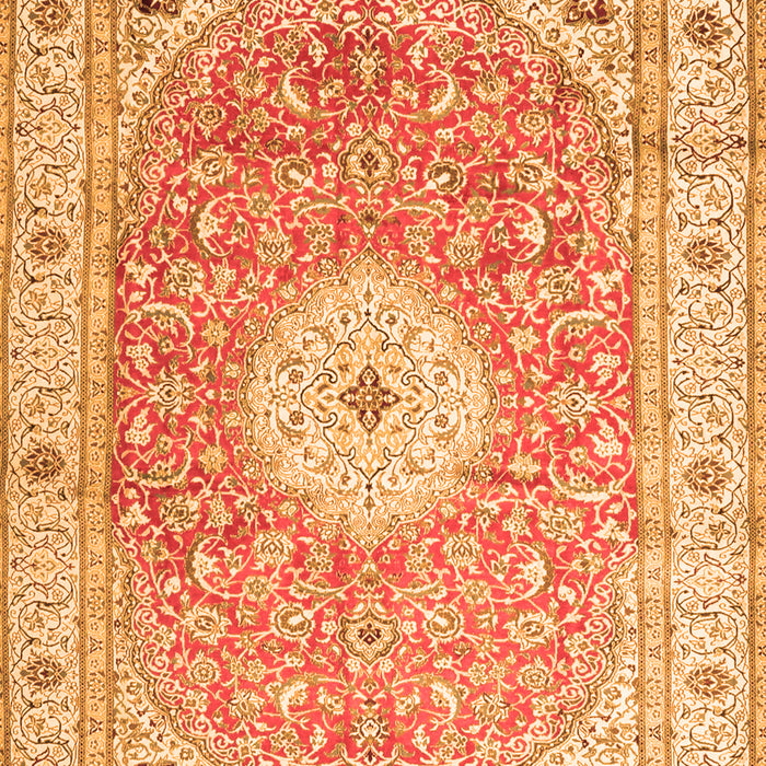 Serging Thickness of Machine Washable Medallion Orange Traditional Area Rugs, wshtr4697org