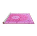Sideview of Machine Washable Medallion Pink Traditional Rug, wshtr4697pnk