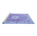 Sideview of Machine Washable Medallion Blue Traditional Rug, wshtr4697blu