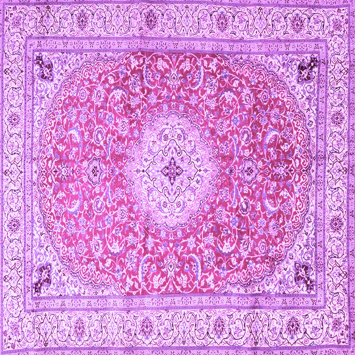 Square Machine Washable Medallion Purple Traditional Area Rugs, wshtr4697pur
