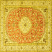 Square Medallion Yellow Traditional Rug, tr4697yw