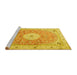 Sideview of Machine Washable Medallion Yellow Traditional Rug, wshtr4697yw