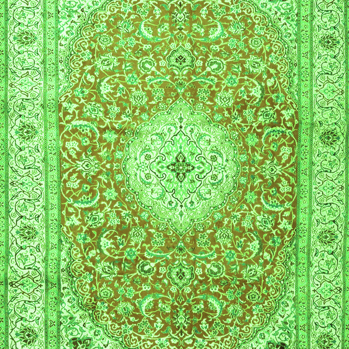 Serging Thickness of Machine Washable Medallion Green Traditional Area Rugs, wshtr4697grn