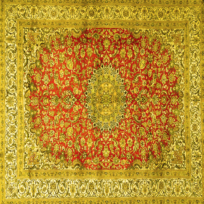 Square Oriental Yellow Traditional Rug, tr4698yw