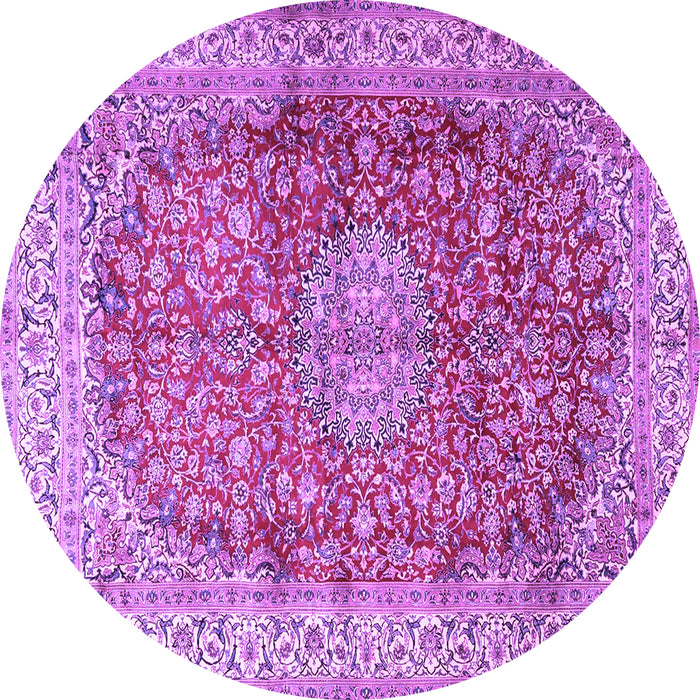 Round Machine Washable Oriental Purple Traditional Area Rugs, wshtr4698pur