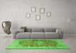 Machine Washable Oriental Green Traditional Area Rugs in a Living Room,, wshtr4698grn