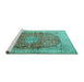 Sideview of Machine Washable Oriental Turquoise Traditional Area Rugs, wshtr4698turq