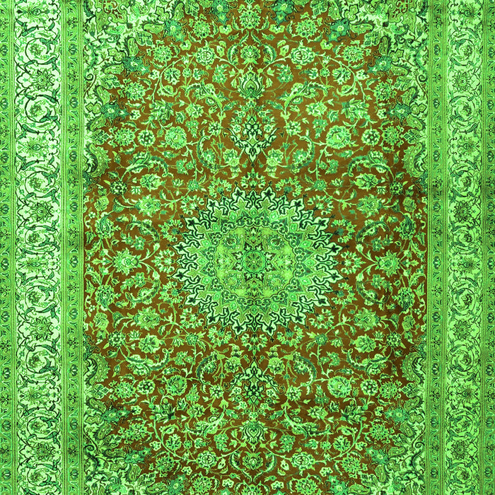 Serging Thickness of Machine Washable Oriental Green Traditional Area Rugs, wshtr4698grn