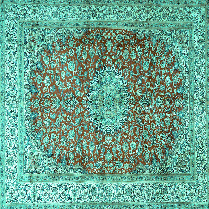 Square Oriental Turquoise Traditional Rug, tr4698turq