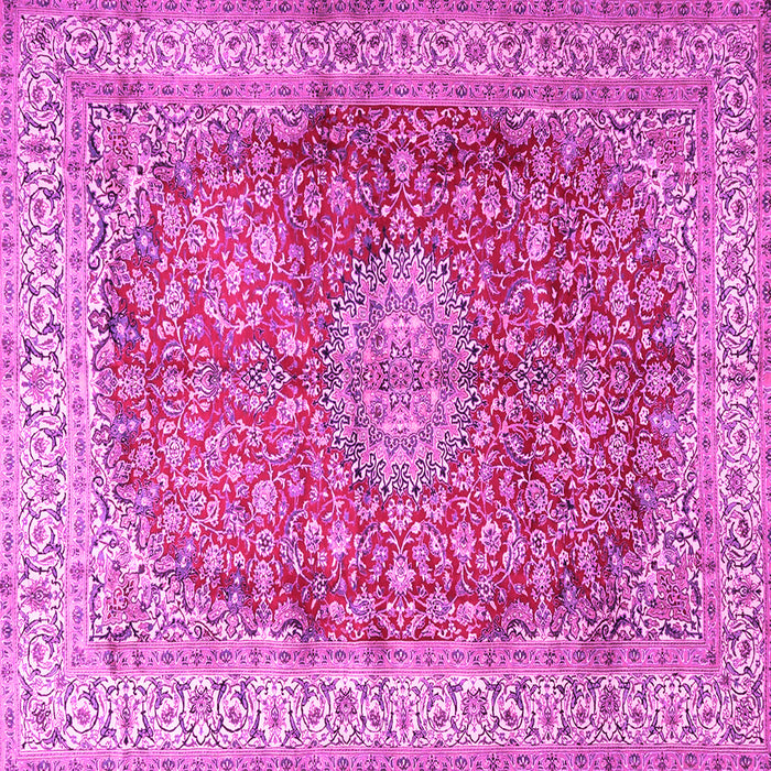 Square Machine Washable Oriental Pink Traditional Rug, wshtr4698pnk