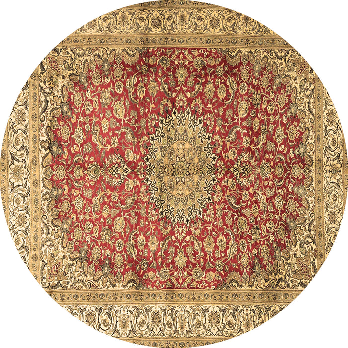 Round Machine Washable Oriental Brown Traditional Rug, wshtr4698brn