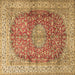 Square Oriental Brown Traditional Rug, tr4698brn