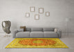 Machine Washable Oriental Yellow Traditional Rug in a Living Room, wshtr4698yw