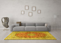 Machine Washable Oriental Yellow Traditional Rug, wshtr4698yw