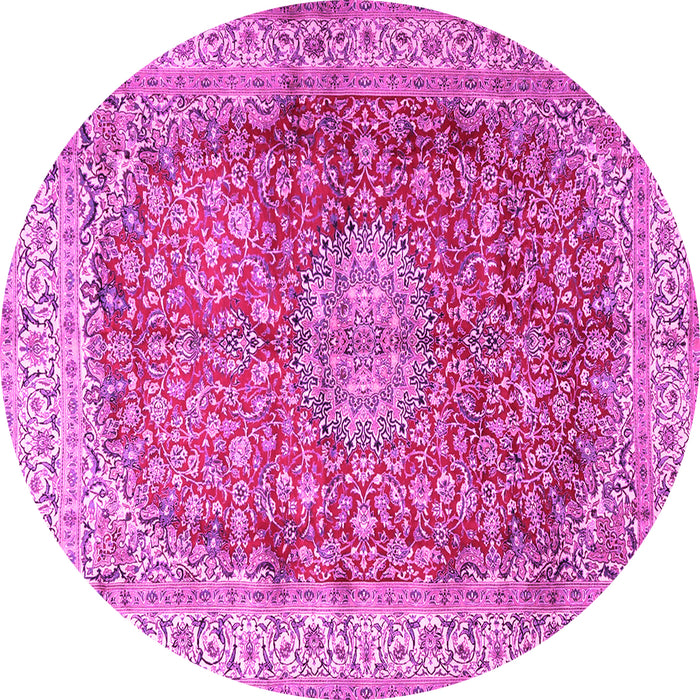 Round Oriental Pink Traditional Rug, tr4698pnk