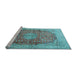 Sideview of Machine Washable Oriental Light Blue Traditional Rug, wshtr4698lblu