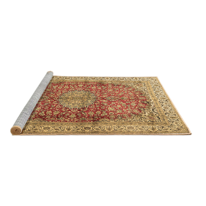 Sideview of Machine Washable Oriental Brown Traditional Rug, wshtr4698brn