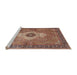 Sideview of Machine Washable Traditional Brown Red Rug, wshtr4699