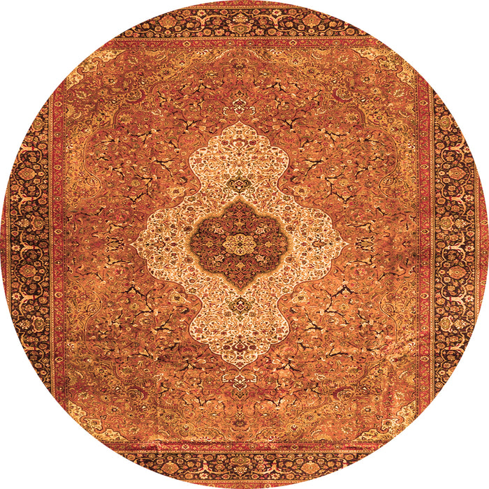 Machine Washable Medallion Orange Traditional Area Rugs, wshtr4699org