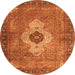 Machine Washable Medallion Orange Traditional Area Rugs, wshtr4699org