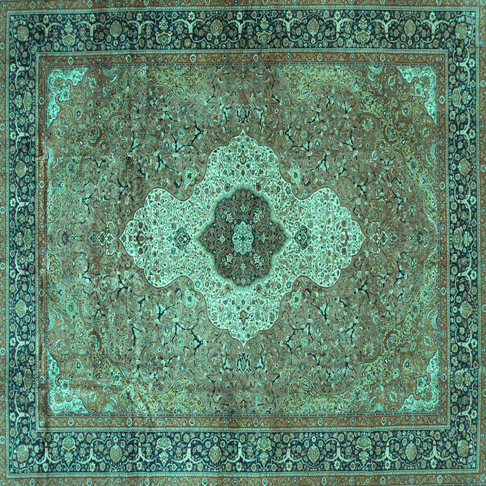 Square Medallion Turquoise Traditional Rug, tr4699turq