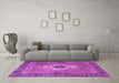 Machine Washable Medallion Purple Traditional Area Rugs in a Living Room, wshtr4699pur