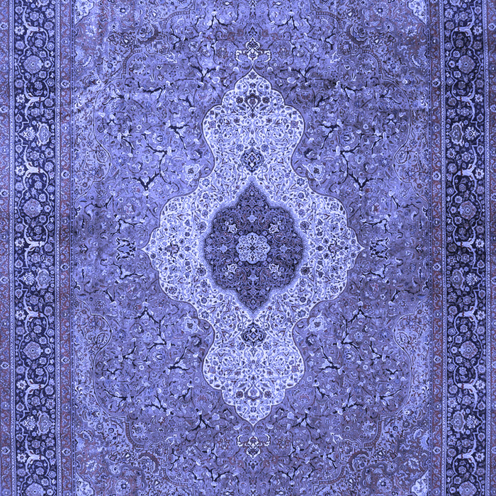 Machine Washable Medallion Blue Traditional Rug, wshtr4699blu