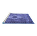 Sideview of Machine Washable Medallion Blue Traditional Rug, wshtr4699blu