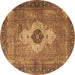 Round Medallion Brown Traditional Rug, tr4699brn