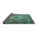 Sideview of Medallion Turquoise Traditional Rug, tr4699turq