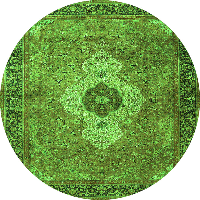Square Medallion Green Traditional Rug, tr4699grn