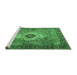 Sideview of Machine Washable Medallion Emerald Green Traditional Area Rugs, wshtr4699emgrn