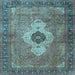 Square Medallion Light Blue Traditional Rug, tr4699lblu