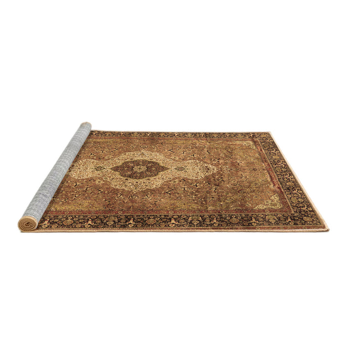 Sideview of Machine Washable Medallion Brown Traditional Rug, wshtr4699brn