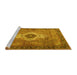 Sideview of Machine Washable Medallion Yellow Traditional Rug, wshtr4699yw