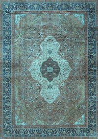 Medallion Light Blue Traditional Rug, tr4699lblu