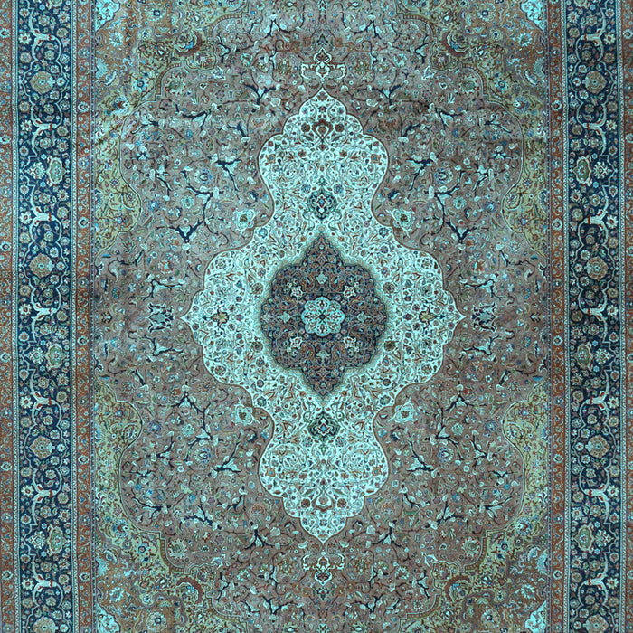 Medallion Light Blue Traditional Rug, tr4699lblu