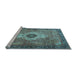 Sideview of Machine Washable Medallion Light Blue Traditional Rug, wshtr4699lblu