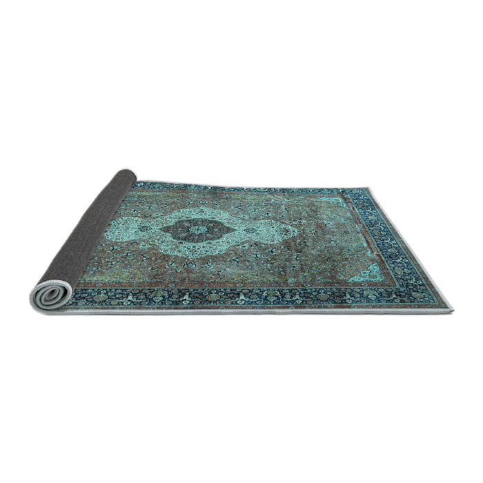Sideview of Medallion Light Blue Traditional Rug, tr4699lblu
