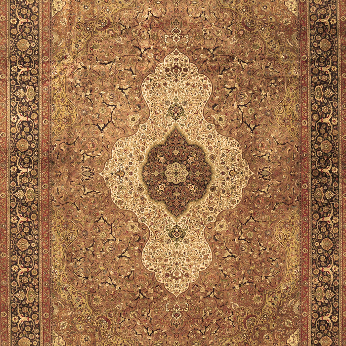 Machine Washable Medallion Brown Traditional Rug, wshtr4699brn