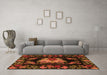 Machine Washable Medallion Orange French Area Rugs in a Living Room, wshtr469org