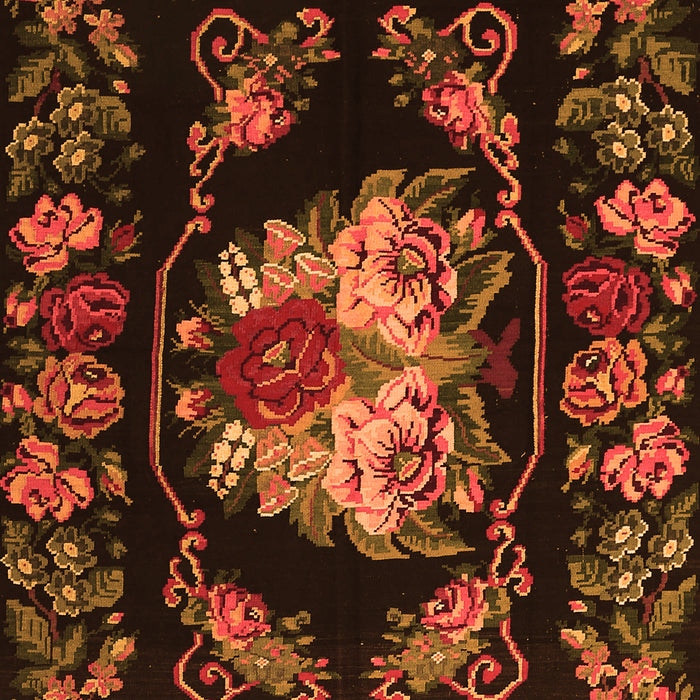 Serging Thickness of Machine Washable Medallion Orange French Area Rugs, wshtr469org