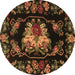 Round Medallion Brown French Rug, tr469brn