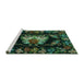 Sideview of Machine Washable Medallion Turquoise French Area Rugs, wshtr469turq