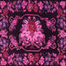 Square Machine Washable Medallion Pink French Rug, wshtr469pnk