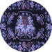 Round Medallion Blue French Rug, tr469blu