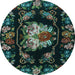 Round Medallion Light Blue French Rug, tr469lblu