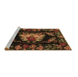Sideview of Machine Washable Medallion Brown French Rug, wshtr469brn