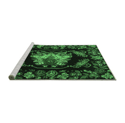 Sideview of Machine Washable Medallion Emerald Green French Area Rugs, wshtr469emgrn