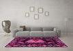 Machine Washable Medallion Pink French Rug in a Living Room, wshtr469pnk